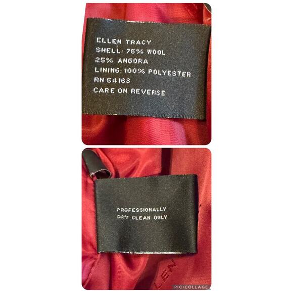 Ellen Tracy Long Button Down Belted Peacoat Trenchcoat Wool/Angora blend Size 12 - Picture 6 of 15